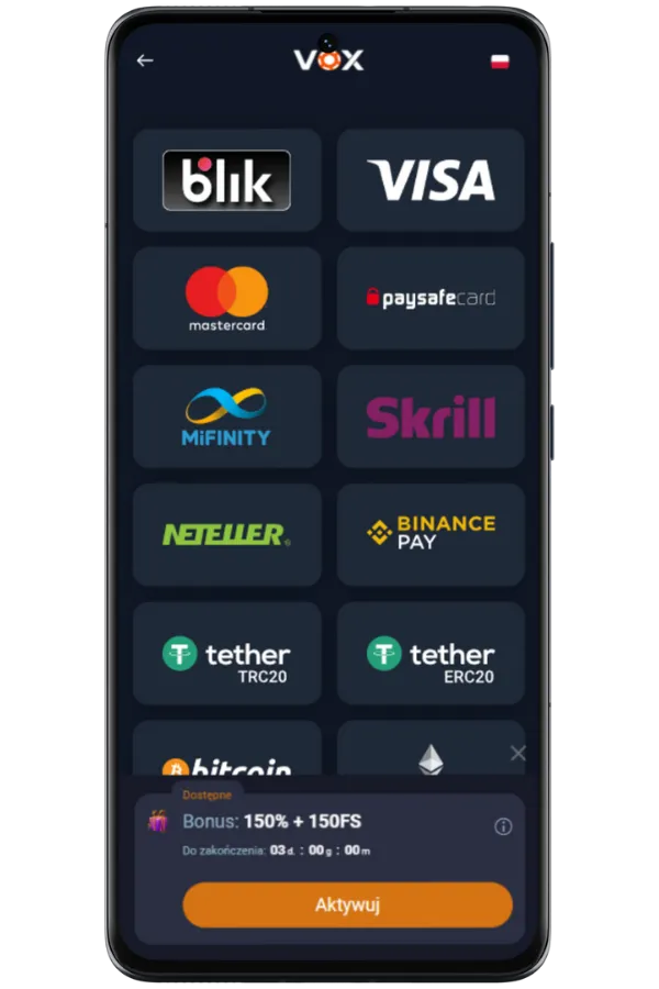 Vox Kasyno App Metody wpłat